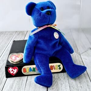 Vintage 1998 Clubby Ty Beanie Babies  Collection Dark Blue Bear with Original